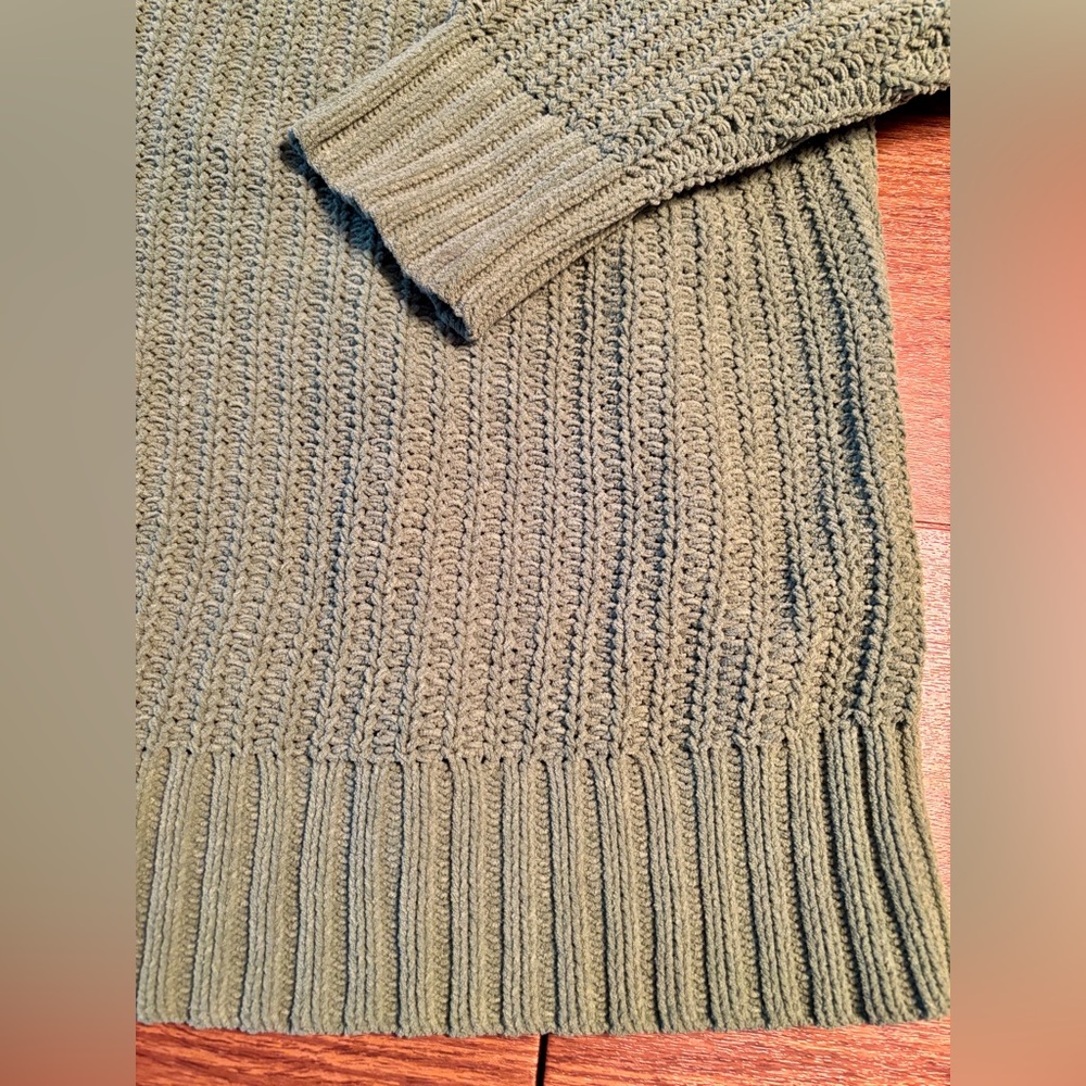 Women's Aerie Kelly Green Turtleneck Cable Rib Tunic Sweater -Medium-EUC - Picture 2 of 6